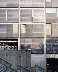 Reflection of building on glass window