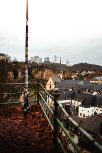 High angle view of cityscape against sky