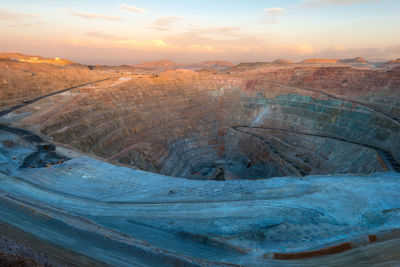 View from above of an open-pit copper mine in peru