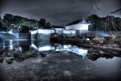 Reflection of built structure in water