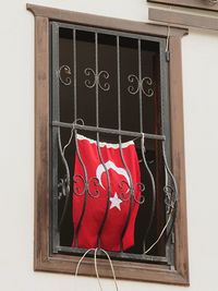 Close-up of red door