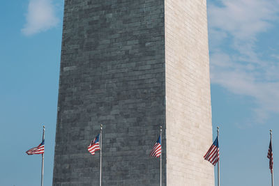 Low angle view of flag against sky