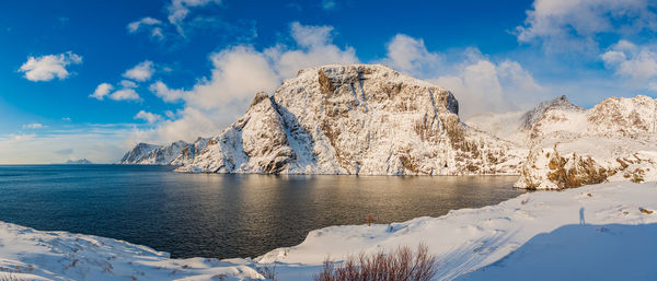 Panoramic view of sea against sky during winter