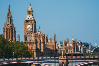 Low angle view of historic building against clear sky