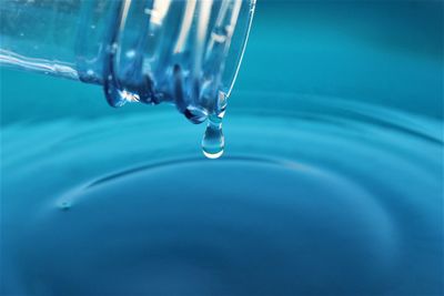 Close-up of drop falling in water