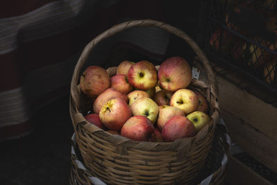 Close-up of apples in basket