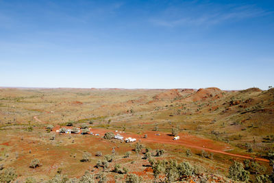 Scenic view of landscape against clear blue sky