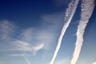 Low angle view of vapor trail in sky