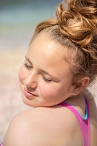 Close-up portrait of a young woman