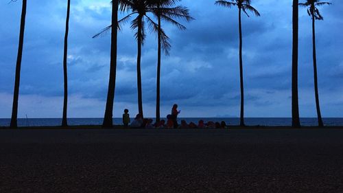 Group of people on calm beach