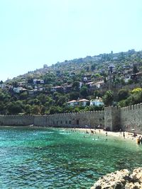 Scenic view of sea against clear sky