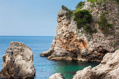 Cliffs of the dubrovnik coast in a beautiful spring day