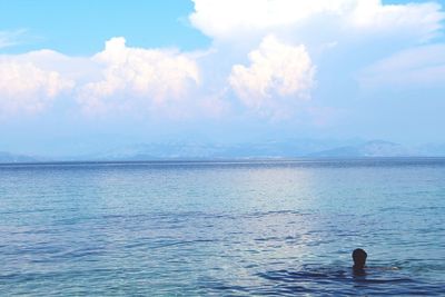 Scenic view of sea against cloudy sky