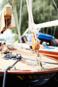 Close-up of rope on boat