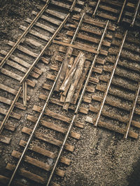High angle view of railroad track