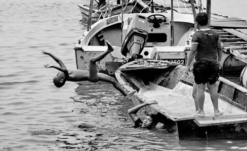 View of boats in water