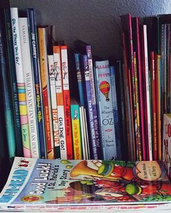 Full frame of books on shelf