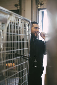 Man standing in office building