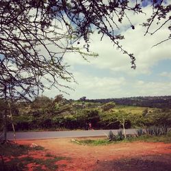 Scenic view of landscape against cloudy sky