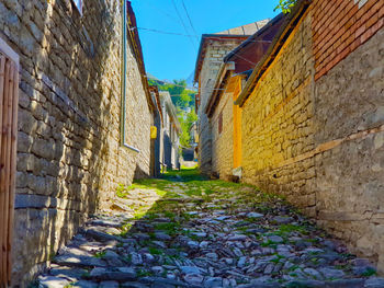 Narrow alley amidst buildings against sky