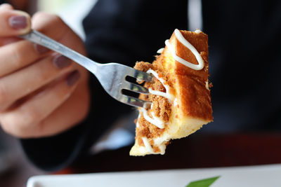 Close-up of person holding ice cream