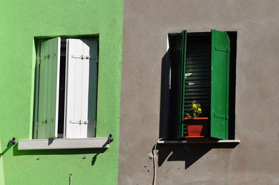 Closed door of building