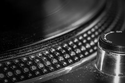High angle view of camera on table