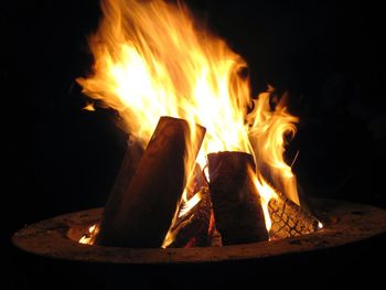 Close-up of bonfire at night