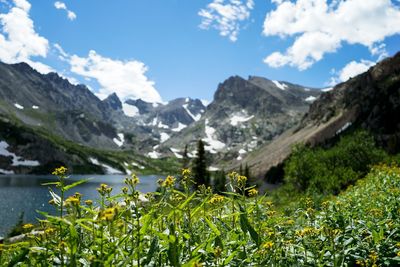 Scenic view of mountains against sky