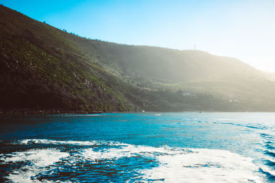 Scenic view of sea against clear sky