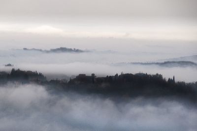 Scenic view of landscape against cloudy sky