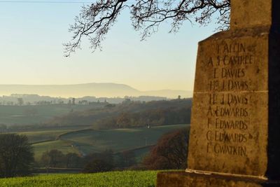 Scenic view of farm against sky