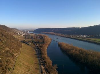 Scenic view of river against clear sky