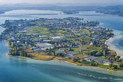 Germany, baden-wuerrttemberg, lake constance, reichenau island, aerial view