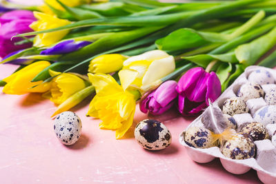 Close-up of multi colored candies on table