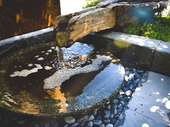 High angle view of fountain in water