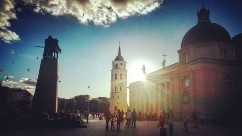 Tourists at sunset