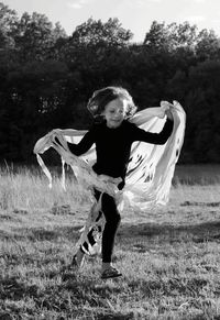 Girl running on field