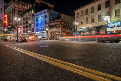 View of city street at night