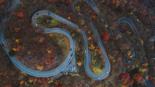 High angle view of bicycle during autumn