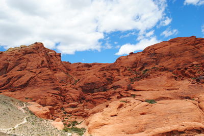 Rock formations on landscape against sky