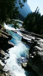 Scenic view of river flowing through rocks