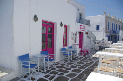 Chairs in front of building