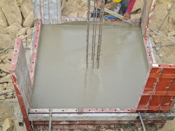 High angle view of old construction site