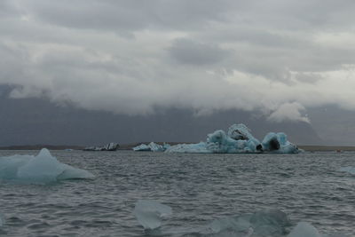 Scenic view of sea against sky during winter