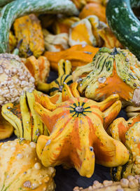 High angle view of orange fruits in market