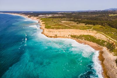 High angle view of beach against sky