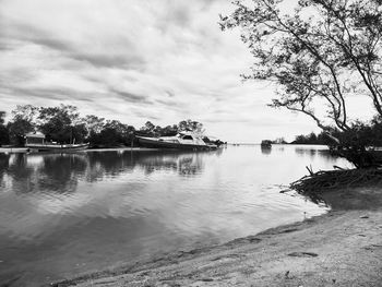 Scenic view of lake against sky