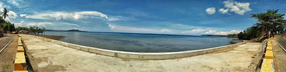 Scenic view of sea against cloudy sky