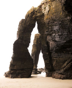 View of rock formations on coast